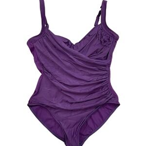 Miraclesuit 1 Pc Swimsuit Women S Purple‎ Ruched Tummy Control